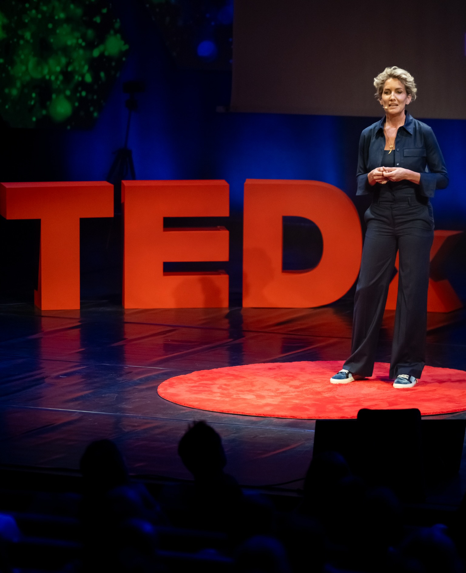 Stephanie Canavesio on stage at TEDx Dalt Villa, Ibiza